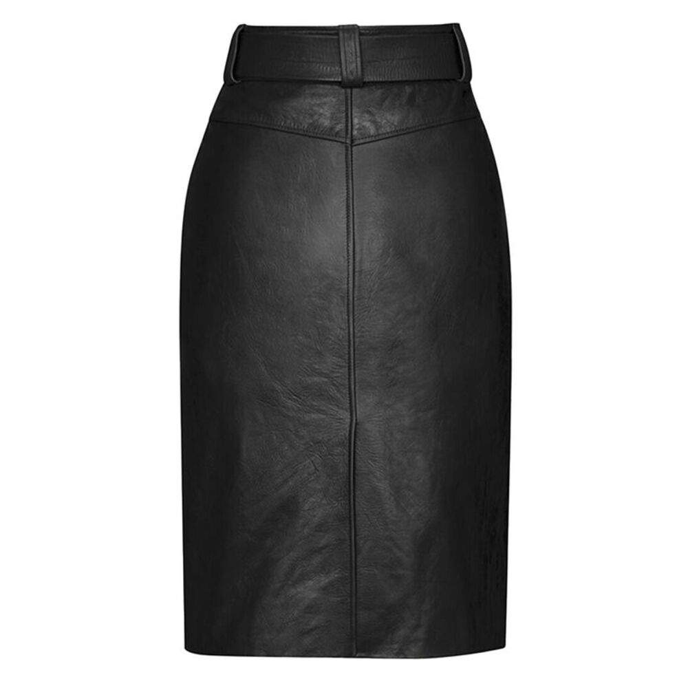 Saint Laurent Women Gonna A Matita Con Cintura In Pelle Stropicciata - Picture 2 of 2